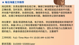 【168中介内推】伯林顿电子商务公司请Order Processing Specialist 1名