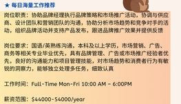 【168中介内推】旺市零售公司请Brand Assistant 1名