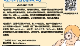 【168新岗】旺市物流公司请Accountant 1名（可移民）