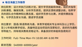 【168中介内推】多伦多体育培训中心请Sport Coach 1名