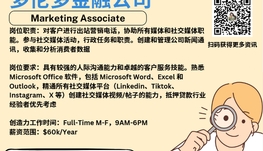 【168新岗】多伦多金融公司请Marketing Associate 1名