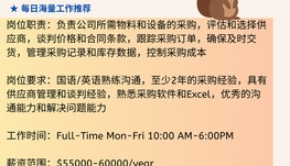 【168中介内推】万锦制造业公司请Procurement Specialist 1名
