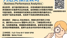 【168新岗】列治文保险公司请Business Performance Analytics 1名（可移民）