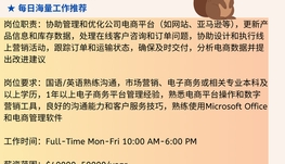 【168中介内推】多伦多服装配饰公司请E- Commerce Associate 1名