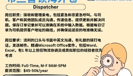 【168新岗】布兰普顿海外仓请Dispatcher 1名（可移民）