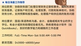 【168中介内推】万锦金融公司请Financial Assistant 1名