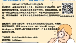 【168新岗】奥克维尔广告公司请Junior Graphic Designer 1名（可移民）