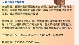 【168中介内推】北约克电子商务公司请Distribution Manager 1名