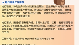 【168中介内推】旺市金属加工生产基地请 Production Control Assistant