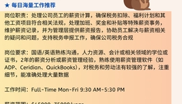 【168中介内推】密西沙加人力资源公司请Payroll Analyst 1名