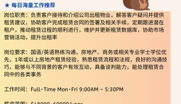 【168中介内推】密西沙加地产公司请Leasing Consultant 1名