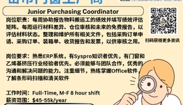 【168新岗】密市门窗生产商请Junior Purchasing Coordinator 1名（可移民）