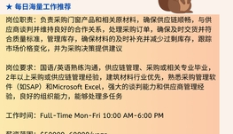 【168中介内推】密西沙加门窗公司请Purchasing Coordinator 1名