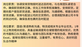 【168中介内推】布兰普顿仓储公司请Logistic Coordinator 1名