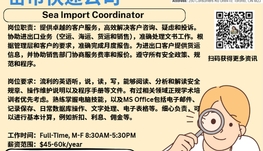 【168新岗】密市快递公司请Sea Import Coordinator 1名（可移民）