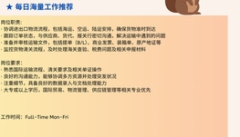 【168中介内推】Scarborough国际贸易公司诚聘Logistics Coordinator