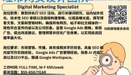 【168新岗】旺市网页设计团队请Digital Marketing Specialist 1名（可移民）