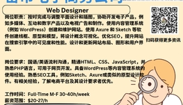 【168新岗】密市电子商务公司请Web Designer 1名