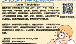 【168新岗】多伦多汽车经销商请Junior IT Technician 1名