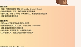 【168中介内推】Markham建筑承包商诚聘Drywall Installer