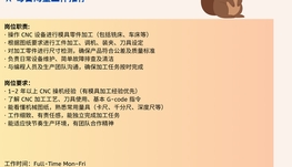 【168中介内推】Mississauga模具厂诚聘CNC Operator