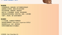 【168中介内推】Scarborough批发贸易公司诚聘Operations Supervisor