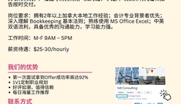 【168工作内推】Markham食品供应商请Bookkeeper1名