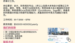 【168工作内推】Scarborough建材公司请Senior Bookkeeper 1名