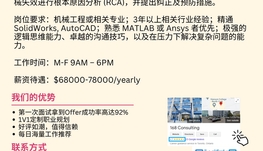 【168工作内推】Mississauga制造公司请Mechanical Engineer 1名