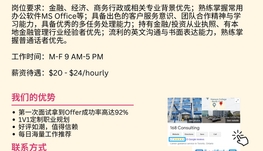 【168工作内推】Markham金融服务机构请Financial Assistant 1名