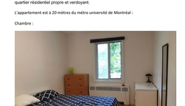 距离蒙特利尔大学地铁步行五分钟，四个半，全包1490每月